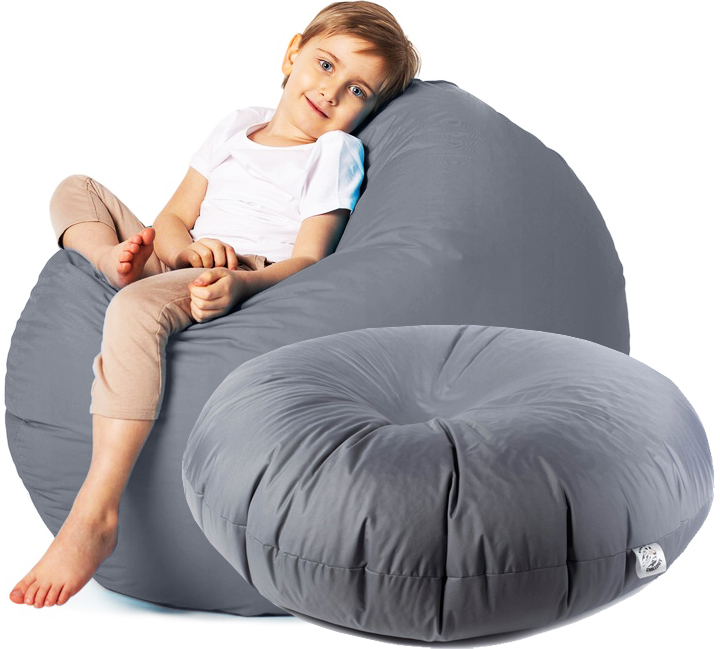 Pouffe King of Chillout, odtiene sivej